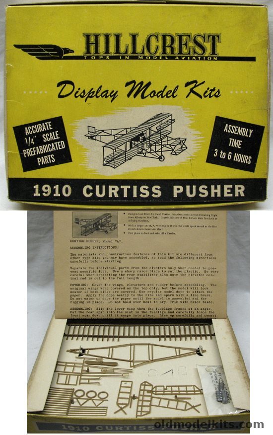 Hillcrest 1/48 1910 Curtiss Pusher Model A plastic model kit